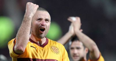 Higdon: Celebrates at Tynecastle